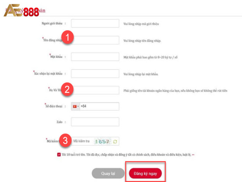 Chi tiết các bước đăng ký và tạo tài khoản tại AE888